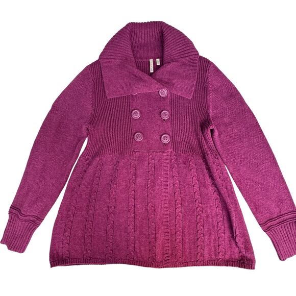 Caslon Shawl Collar Double-Breasted Cardigan Women M Pinkish Purple Red Wine - Picture 5 of 13